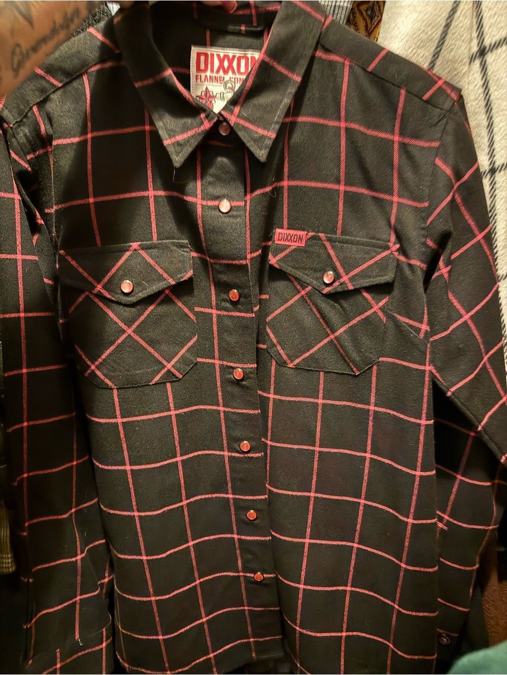 DIXXON Black Shirt with Pink Windowpane Check